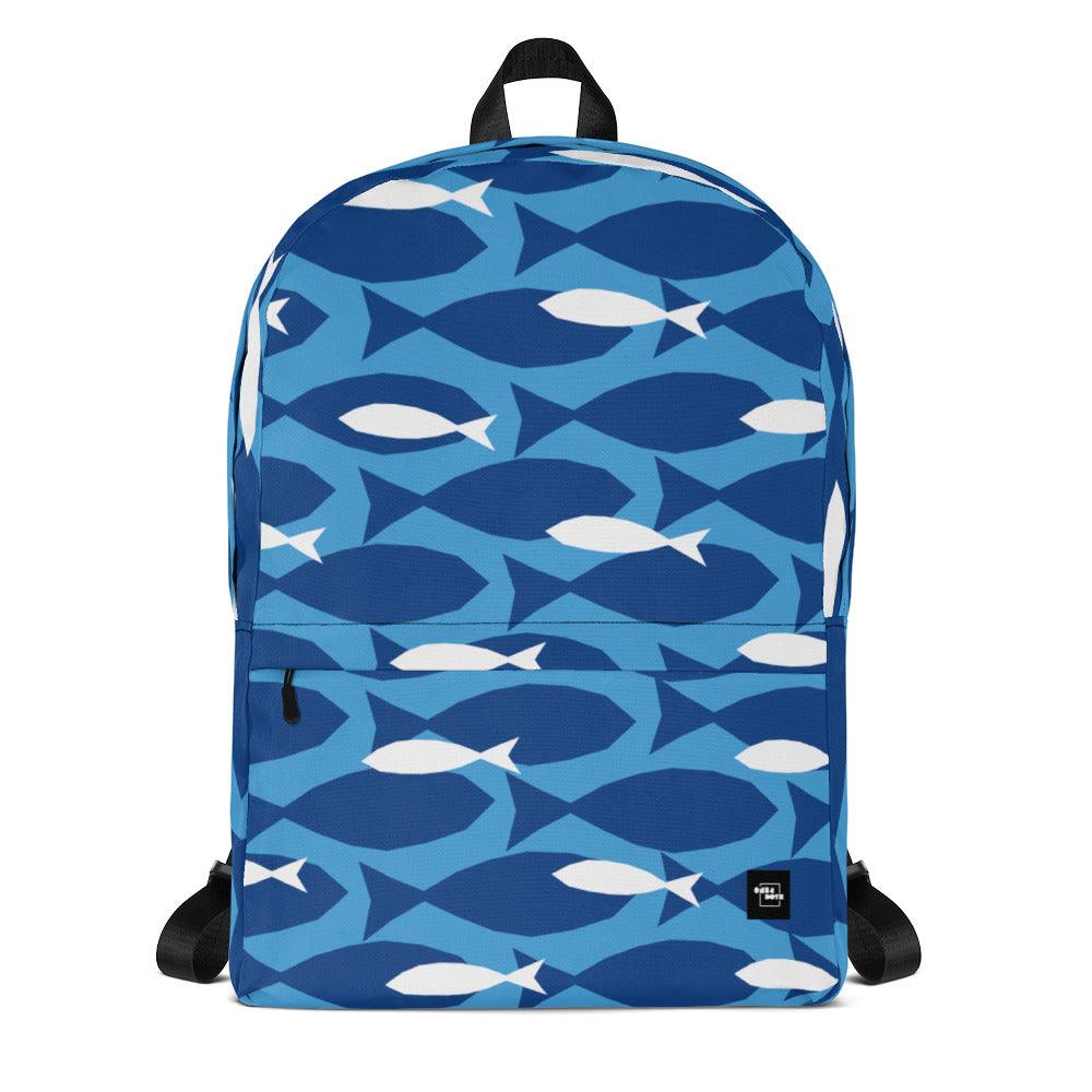 One4Boys 16-inch Backpack - Fishing Blue & White - One4Boys