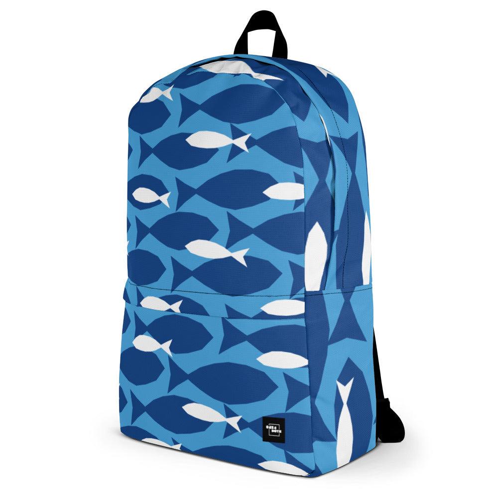 One4Boys 16-inch Backpack - Fishing Blue & White - One4Boys